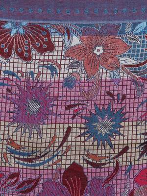 Anekaant Blue, Wine & Multicolour Viscose Rayon Floral and Paisley Woven Design Shawl 4