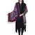 Anekaant Navy, Wine & Multicolour Viscose Rayon Floral and Paisley Woven Design Shawl