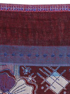 Anekaant Navy, Wine & Multicolour Viscose Rayon Floral and Paisley Woven Design Shawl 4