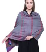 Anekaant Wine & Multicolour Modal Geometrical Woven Design Shawl