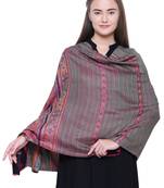 Anekaant Pink & Multicolour Modal Geometrical Woven Design Shawl