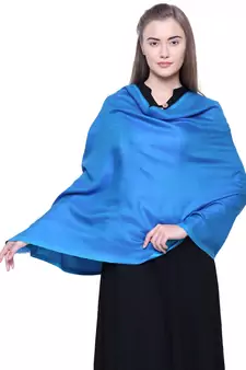 Anekaant Turquoise Modal Solid Woven Design Reversible Shawl