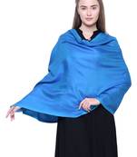 Anekaant Turquoise Modal Solid Woven Design Reversible Shawl