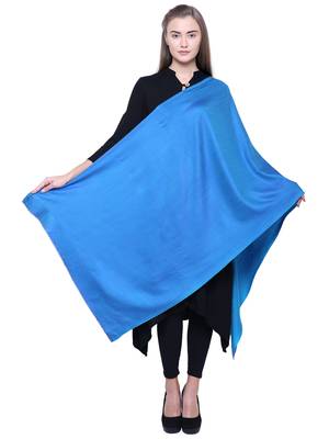 Anekaant Turquoise Modal Solid Woven Design Reversible Shawl 3