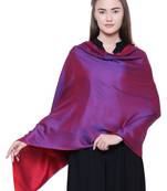 Anekaant Red Modal Solid Woven Design Reversible Shawl