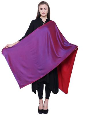 Anekaant Red Modal Solid Woven Design Reversible Shawl 3