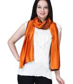 Anekaant Orange Modal Solid Woven Design Reversible Shawl