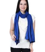 Anekaant Dark Blue Modal Solid Woven Design Reversible Shawl