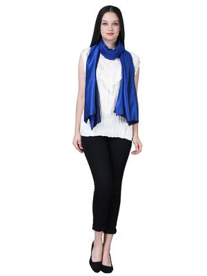 Anekaant Dark Blue Modal Solid Woven Design Reversible Shawl 2