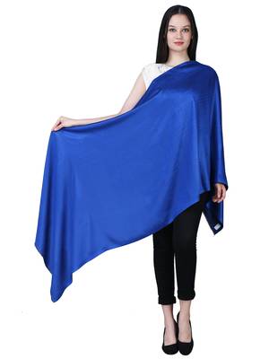 Anekaant Dark Blue Modal Solid Woven Design Reversible Shawl 3