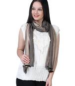 Anekaant Beige Modal Solid Woven Design Reversible Shawl