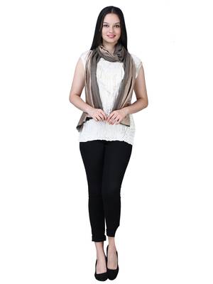 Anekaant Beige Modal Solid Woven Design Reversible Shawl 2