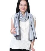 Anekaant Grey Modal Solid Woven Design Reversible Shawl