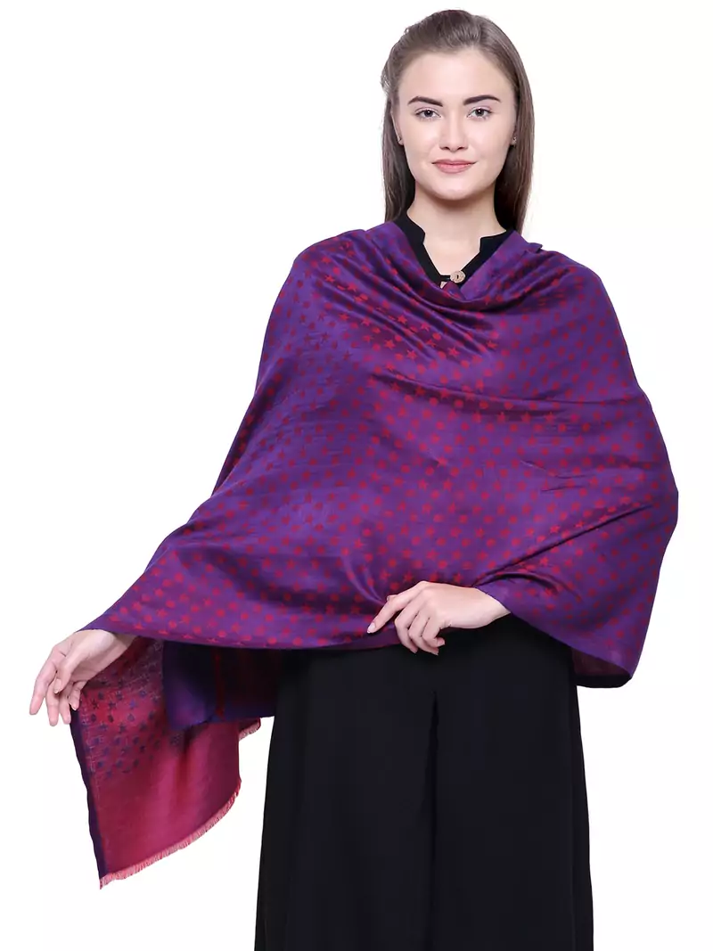 Anekaant Purple Modal and Lurex Stared Woven Design Shawl