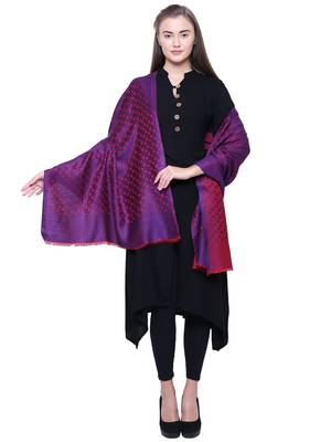 Anekaant Purple Modal and Lurex Stared Woven Design Shawl 2