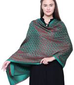 Anekaant Green Modal and Lurex Stared Woven Design Shawl