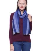 Anekaant Blue & Multicolour Viscose Rayon Striped Woven Design Scarf