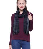 Anekaant Black & Multicolour Checked Viscose Rayon Woven Design Scarf