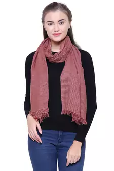 Anekaant Red & White Viscose Rayon Checked Woven Design Stole