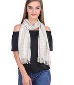 Anekaant Off White and Multicolour Cotton Long Scarf (50X180 cm)