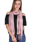 Anekaant Coral Chekered Viscose Fringed Stole (70X180 cm)