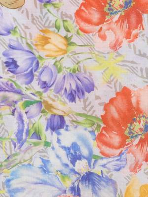 Orange & Multicolour Modal Printed Floral Frayed Scarf 4