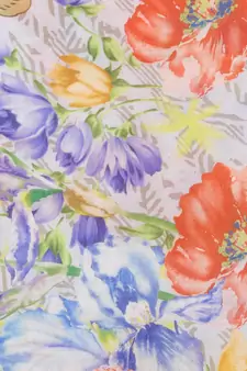 Orange & Multicolour Modal Printed Floral Frayed Scarf