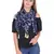 Anekaant Navy Blue & Black Synthetic Polyester Animal Printed Tasselled Scarf.
