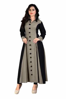 Grey Plain 14 Kg Rayon Kurti 1