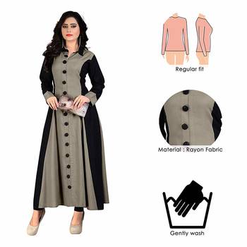 Grey Plain 14 Kg Rayon Kurti 2