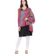 Anekaant Red & Grey Cotton Viscose Geometric Woven Design Shawl