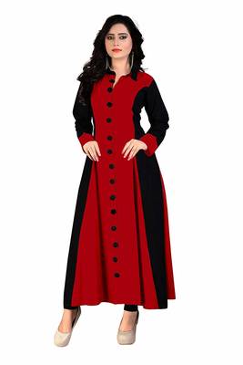 Red Plain 14 Kg Rayon Kurti 1