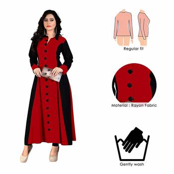 Red Plain 14 Kg Rayon Kurti 2