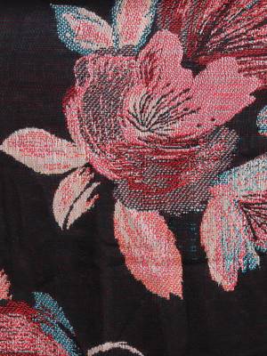 Anekaant Black Cotton Viscose Floral Woven Design Shawl 4