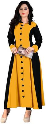Yellow Plain 14 Kg  Rayon Kurti 1