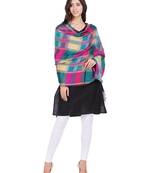 Anekaant Multicolour Cotton Viscose Checked & Multi Check Woven Design Shawl