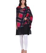 Anekaant Navy & Multicolour Viscose Cotton Checked Woven Design Shawl