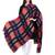 Anekaant Navy & Multicolour Viscose Cotton Checked Woven Design Shawl