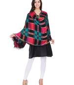 Anekaant Black & Multicolour Cotton Viscose Checked Woven Design Shawl