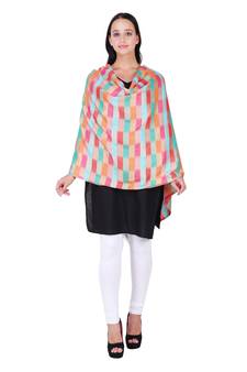 Anekaant Pastels & Beige Multicolour Modal Abstract Geometric Woven Design Shawl