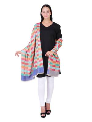 Anekaant Pastels & Beige Multicolour Modal Abstract Geometric Woven Design Shawl 2