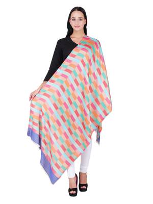 Anekaant Pastels & Beige Multicolour Modal Abstract Geometric Woven Design Shawl 3