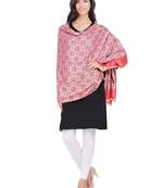 Anekaant Rust & Beige Modal Geometric Woven Design Shawl