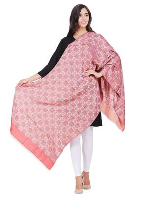 Anekaant Rust & Beige Modal Geometric Woven Design Shawl 3