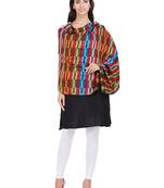 Anekaant Maroon & Multicolour Modal Geometric Woven Design Shawl