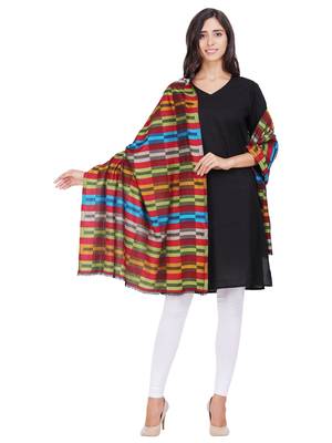 Anekaant Maroon & Multicolour Modal Geometric Woven Design Shawl 2