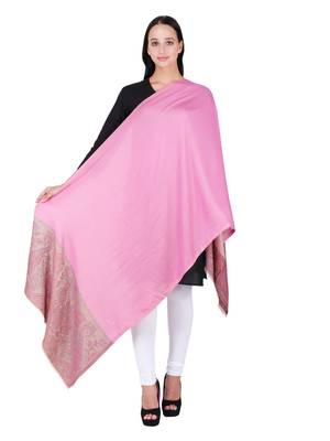 Anekaant Pink & Multicolour Modal Paisley Woven Design Shawl 3