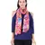 Anekaant Red & Multicolour Viscose Rayon Printed Geometric Frayed Scarf