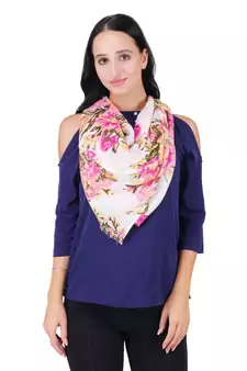 Anekaant Pink & Multicolour Viscose Rayon Printed Floral Frayed Scarf