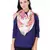 Anekaant Pink & Multicolour Viscose Rayon Printed Floral Frayed Scarf